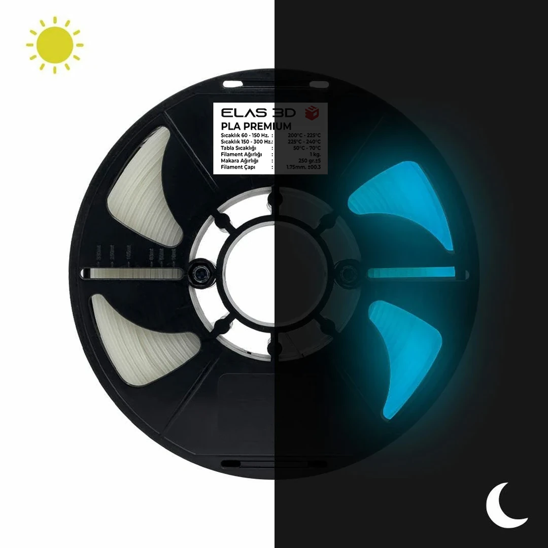 ELAS Mavi GLOW PLA Premium 1.75mm 1KG Filament