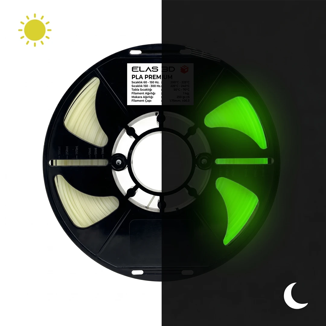 ELAS Yeşil GLOW PLA Premium 1.75mm 1KG Filament