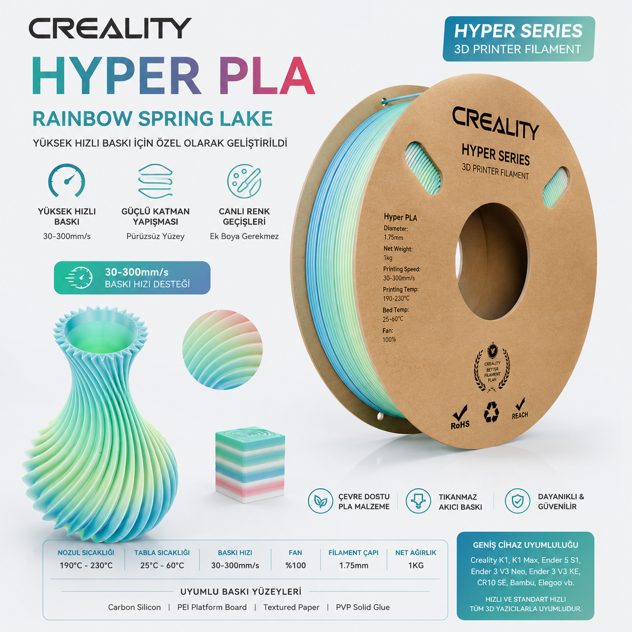 Creality Hyper PLA Gold (Altın) Filament 1.75mm 1KG